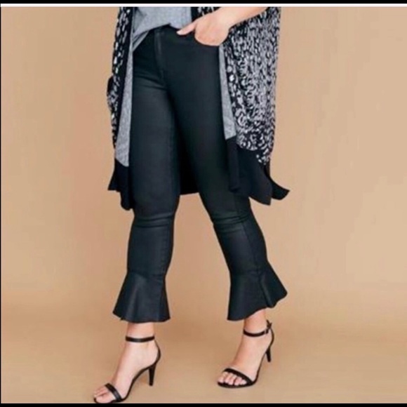 NWT Lane Bryant plus size 24 ruffle hem black jean - Picture 9 of 9